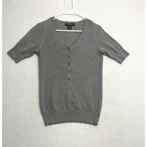 Eddie Bauer Popover Ribbed Knit Sweater Gray Short Sleeves Size XS Minimalist